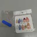 Maglfell 10 Pcs Handmade Press on Nails - Medium Almond Acrylic Nails Blue French Tips Stick ons 3D Summer vacation Fake nails for Women (Size M)