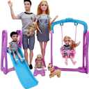 Dolls Set of 6 People with Pregnant Mom Dad 3 Kids and Baby Boy in Mommy's Tummy, Doll Playsets and Accessories for 3-12 Years Old Toddlers Gift