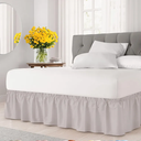 Wrap Around Dust Ruffle Bed Skirt - Light Grey - for Queen Size Beds with 18 Inch Drop - Elastic Strap - Adjustable Pleated Bedskirt with Brushed Fabric and Wrinkle Free - For Women, Men, Kids & Teens