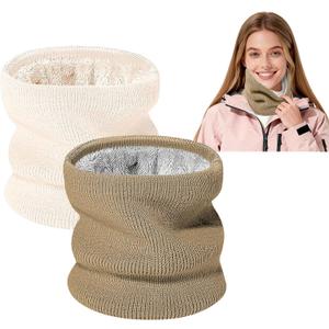 Winter Neck Warmer Gaiter: Windproof Thick Fleece Lined Warm Neck Scarf for Skiing Cycling Snowboarding for Men Women (One Size, Beige, Khaki)