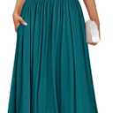 ZESICA Women's Summer 2025 Sleeveless Maxi Dress One Shoulder Casual Slim Swing Pleated Formal Dresses with Pockets, Teal, Medium