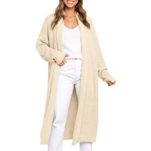 LILLUSORY Long Cardigan Sweaters for Women Fall Trendy Oversized Open Front Winter Coat (Medium, Apricot)