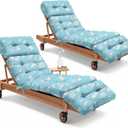 2 Pcs Outdoor Chaise Lounge Chair Cushion 75.1 x 22.8 x 4.7 Inches 100% Waterproof Replacement Cotton Patio Pool Lounge Chair Cushion for Outdoor Furniture with Ties, Blue Daisy