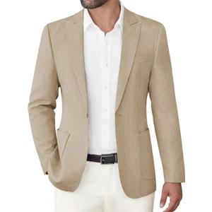 COOFANDY Men's Casual Blazer Suit Jackets Slim Fit One Button Sports Coat with Pockets (X-Large, Light Khaki)