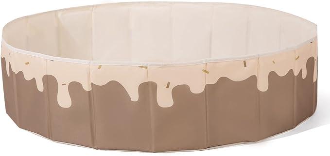 Foldable Ball Pit for Toddlers Large Foldable Puppy Dogs Cats Baby Infant Kids Portable Corner Ball-Pit Big Pop Up Collapsible Soft Play Tent Indoor Outdoor (Balls no Include) Beige Doughnut