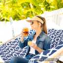 SUNCREAT Double Tree Hammock with Hardwood Spreader Bar, Extra Large Soft Pillow, Heavy Duty Hanging Hammock for Indoor, Outdoor, Blue Pattern
