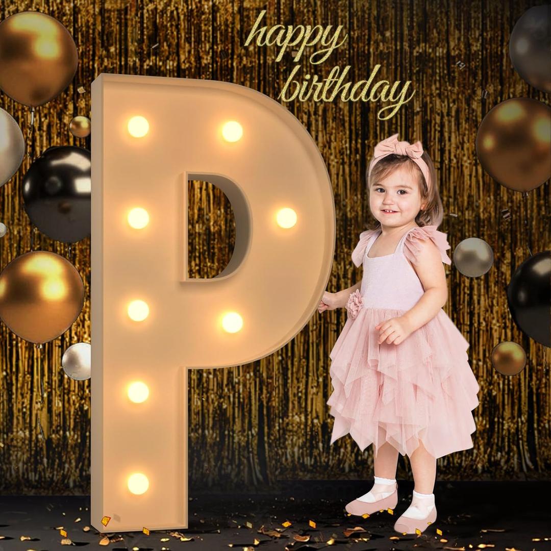 Marquee Letters 3 Feet Tall, 3FT Large Light up Letters P, Big Sign P with Warm White Light for Prom Birthday Wedding Proposal Engagement Graduation Party Backdrop Decorations