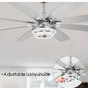 72 Inch Modern Large Ceiling Fans with Lights and Remote Reversible Quiet DC Motor 6 Speed Silver LED Chandelier Ceiling Fans for Living Room Bedroom Kitchen