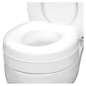 HealthSmart Enhanced Comfort 5" Raised (Round) Toilet Seat Risers for Seniors 5 Slip Resistant Pads FSA/HSA Eligible Padded Toilet Seat Elevation 15.7 x 15.2 x 6.1