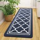 Buganda Long Indoor Door Mat, Dirt-Resistant and Absorbent Doormat, Anti-Slip, Low Profile Floor Mats for Inside Entryway, Front, and Back Door Entrance (59x23 Inches, Navy Blue)