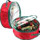 2Pcs 16Inch Christmas Wreath Storage Bag,Portable Artificial Wreaths Organizer Container with Dual Zippered Transparent Window & Handles