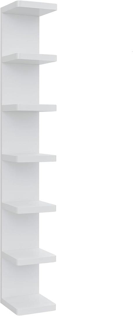 LitaEther Versatile 7 Tier Wall Shelf Unit,White Lack Wall Shelf,Display Floating Shelf with Round Edge