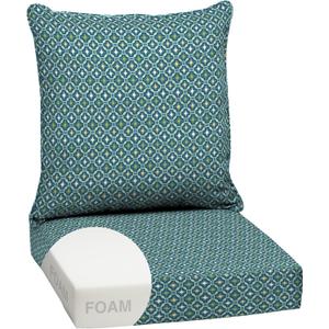 Arden Outdoor Foam Deep Seat Cushion Set, 24 in x 24 in, Weather-Proof, Rain-Proof, Fade Resistant Patio Cushion, Bottom and Back Cushion for Chair, Sofa, and Couch Alana Tile