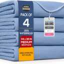 Utopia Bedding Washable Underpads 34" x 36" (Pack of 4), Waterproof Reusable Heavy Absorbency Incontinence Bed Pads for Adults, Kids, Elderly and Pets, Bedwetting Pads for Sofa and Couch (Blue)