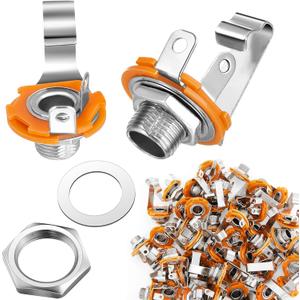 Moxweyeni 50 Pcs 1/4" Mono Guitar Input Jacks Female 1/4" Mono Output Jack Socket for Electric Guitar Bass Replacement Parts, Nickel Plate Contact