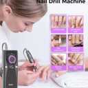 Electric Nail Drill Professional Kit: 45,000 RPM USB Rechargeable Efile Nail Drill Nail File with 12 Bits for Polishing Gel/Acrylic Nails- Portable Manicure Tool Set for Salon/Home-Black