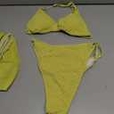 SOLY HUX Girl's Summer Swimsuit Set Floral Halter Triangle Bikini Set with Wrap Skirts Beachwear Pure Yellow, 12Y