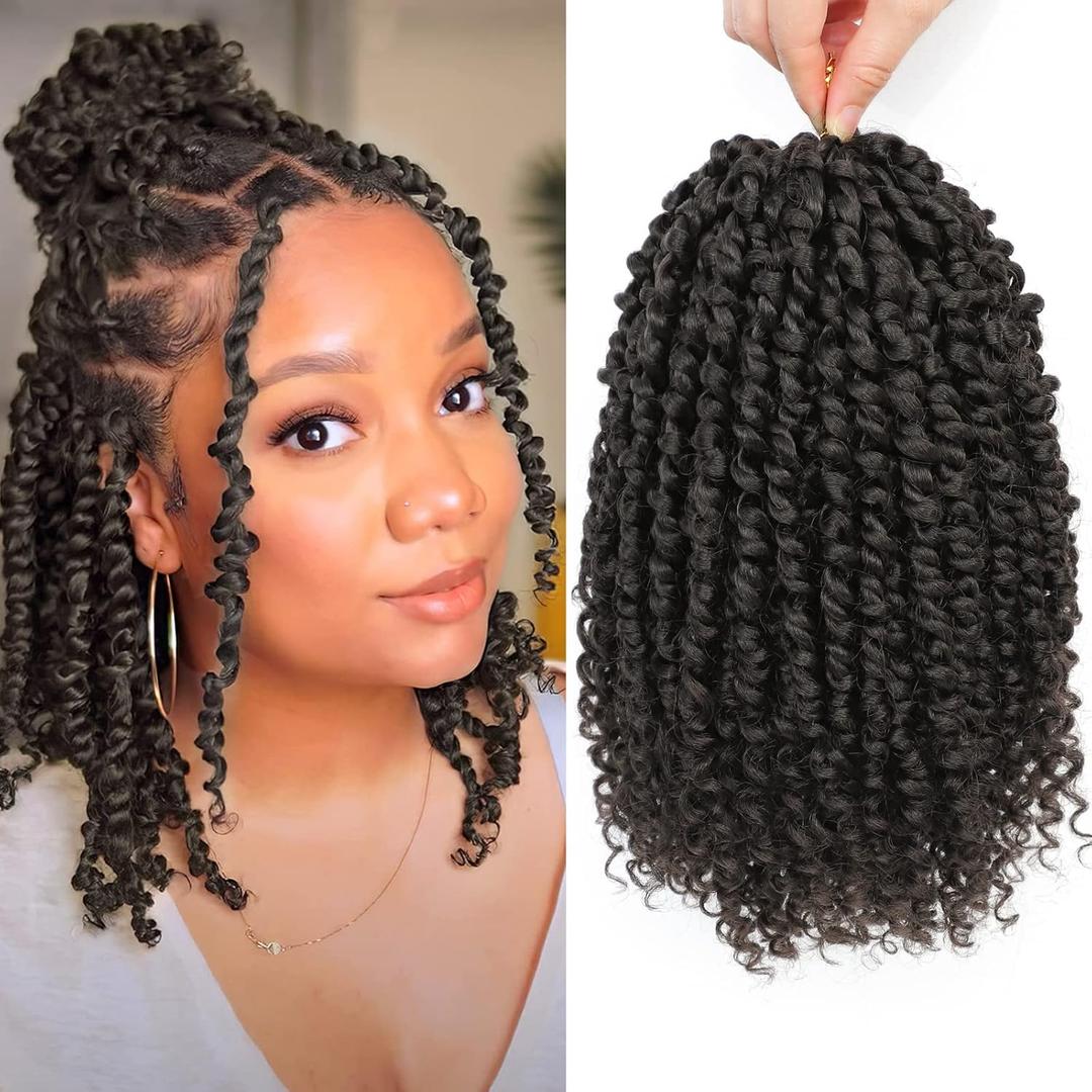 Passion Twist Hair - 8 Packs 10 Inch Passion Twist Crochet Hair For Women, Crochet Pretwisted Curly Hair Passion Twists Synthetic Braiding Hair Extensions (10 Inch 8 Packs, #4)