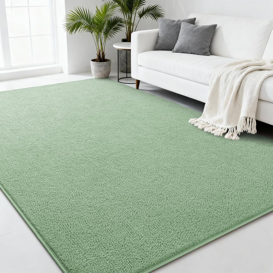 Sage-Green Area Rugs for Bedroom Living Room, 4x6 Feet Indoor Memory Foam Rug, Modern Washable Rugs for Kids Boys Girls Room, Dorm Bedside Shag Carpets for Home Decor