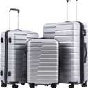 COOLIFE Expandable Suitcase PC ABS TSA Luggage 3 Piece Set Lock Spinner Carry On (Sliver)