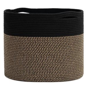90L Extra Large Blanket Basket,Woven Rope Laundry Basket Hamper with Handles, Decorative Nursery Basket Storage Bin for Toys, Clothes Organizer, Living Room, Bedroom, Bathroom, White & Brown