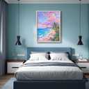 Beach Picture Wall Art for Home Decor Bay Coastal View Poster Summer Wall Decor Beach Oil Painting Canvas Prints for Living Room Bedroom Bathroom Decorations 16 24 in (Unframed)