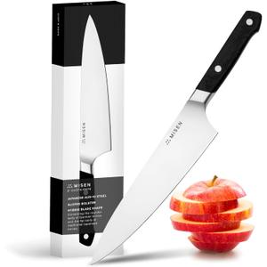 Misen 8" Chef Knife  High Carbon Japanese AUS-10 Stainless Steel  Hybrid German & Japanese Blade  Precision Kitchen Knife for Professionals & Home Cooks  Ultimate Cutting Performance - Black