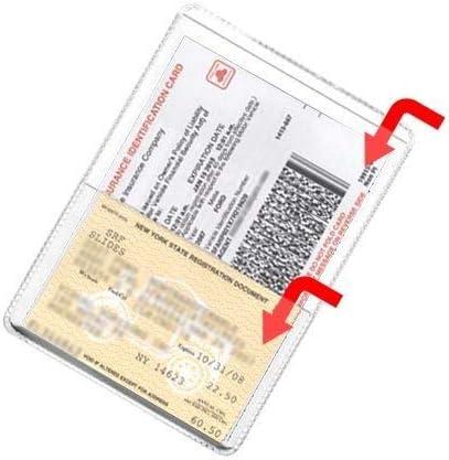 Clear Insurance Card Registration Holder & ID Sleeve  Dual-Pocket 4  5 | Full Transparency Insurance Card Protector Glove Box - (SINGLE Pack)