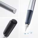 LAMY nexx black Fountain Pen with slip-proof grip & polished Left-Handed steel nib (LH) in size M - triangular aluminum body - including LAMY T 10 blue cartridge