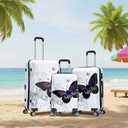InUSA Butterfly Print Luggage with Spinner Wheels | Durable Lightweight Hardside Suitcase | Travel Bag with Handle and Trolley | (20in, 24in, 28in) 3 Piece Set