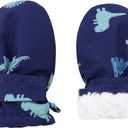 American Trends Lined Fleece Toddler Mittens Winter Warm Gloves Child Ski Waterproof Snow Baby Mittens for Boys Girls (S (Fits 6-18 Months) No Thumb, Deep Blue)