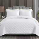 Safonory White Quilt California King Size - Summer Soft Lightweight Microfiber Diamond Stitched Quilted Bedspreads - 3 Pieces Coverlet Bedding Set for Cal King Bed(1 Quilt, 2 Shams)
