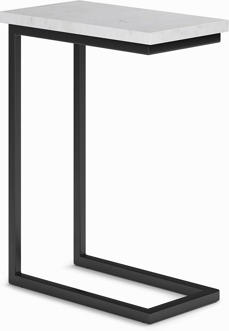SIMPLIHOME Skyler Metal Table - 18" Wide x 24" High Solid Metal C-Side Table with Genuine White Marble Top, Contemporary Accent End Table for Living Room or Home Office with Slide-Under Design, 10 inch