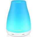 URPOWER 2nd Version Essential Oil Diffuser with Adjustable Mist Mode Waterless Auto Shut-Off and 7 Color LED Lights for Home Office, One Size (Pack of 1), White
