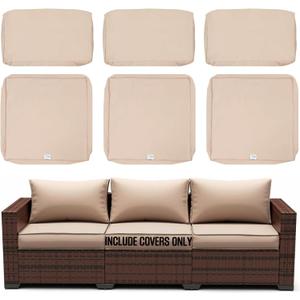 ClawsCover 6Pack Outdoor Patio Seat and Back Cushions Replacement Covers Fit for 3-Seater Wicker Rattan Furniture Conversation Set Sectional Couch,Light Khaki-Included Covers Only ClawsCover 6Pack Outdoor Patio Seat and Back Cushions Replacement Covers Fit for 3-Seater Wicker Rattan Furniture Conversation Set Sectional Couch,Light Khaki-Included Covers Only