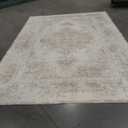 Area Rug 10x14 Living Room Rug, Machine Washable Vintage Distressed Medallion Rug Non-Slip Soft Low Pile Large Indoor Rugs for Bedroom Kitchen Dining Room Office(Beige,10'x14')