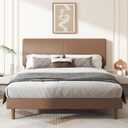 Full Minimalist Leather Bed Frame with Adjustable Headboard