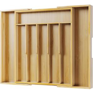 Kitsure Silverware Organizer - Expandable Bamboo Kitchen Drawer Organizer for Cooking Utensils and Cutlery, Sturdy & Thickened Kitchen Organizers and Storage Solution, X-Large, Natural