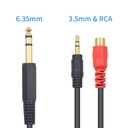 Duttek 1/4 to 3.5mm and RCA TRS Stereo Audio Cable, 2 in 1 6.35mm 1/4 Male to 3.5mm 1/8 Male and RCA Female Audio Cable for Speaker, Guitar or AV Receiver 1.65FT/50cm