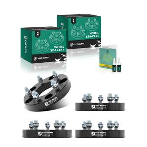 YHTAUTO 5x5.5 to 5x4.75 Wheel Adapters 1 Inch Compatible with Ford F-150 1975-1996, Dodge Ram 1500, Jeep, Tire Adapters w/ 1/2"-20 & 12.9 Grade Studs, 87.1mm Center Bore 5 Lug 4PCS Black