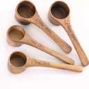 4PCS Wooden Measuring Scoops Acacia Wooden Scoops For Jars Small Wood Scoop For Coffee Measuring Spoons Wood Scoop For Containers Daily Powder Salt Bath Soap Scooper Acacia(30ml&15ml)