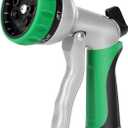 RESTMO Garden Hose Nozzle, Heavy Duty Metal Water Hose Nozzle with 7 Adjustable Spray Patterns, High Pressure Hand Sprayer with Flow Control for Watering Plants & Lawns, Washing Cars & Pets (Green)