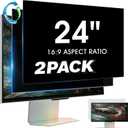 YAKAI 2 Pack 24 Inch Computer Privacy Screen for 16:9 Aspect Ratio Widescreen Monitor, Computer Monitor Privacy Filter, Removable Protector Film