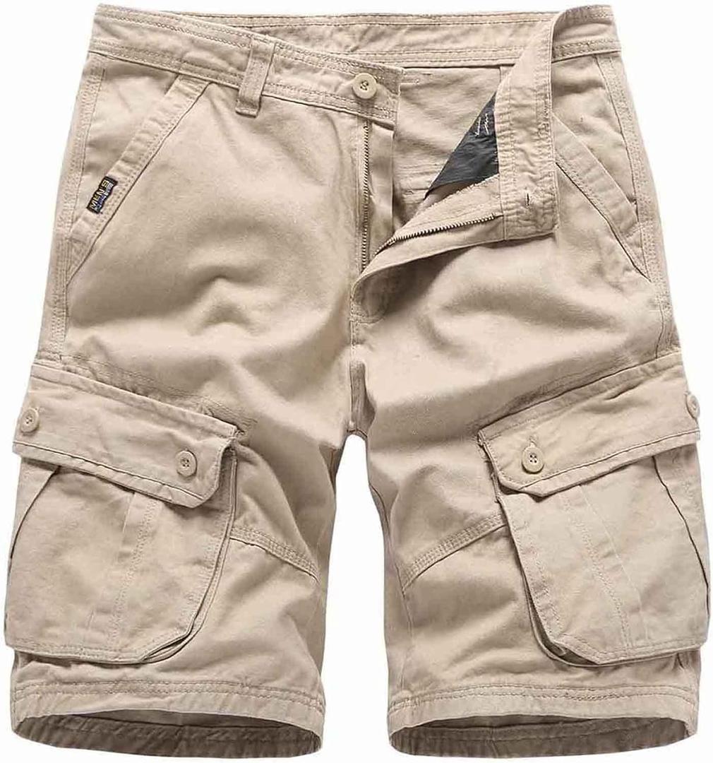 Basoteeuo Mens Cargo Shorts Casual Lightweight with Multi Pockets Summer Outdoor Work CargoShorts (34 Regular, Khaki)