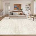 Soalmost 8x10 Area Rugs for Living Room, Washable Vintage Floral Non-Slip Low Pile Natural Rug Soft Throw Large Carpet for Dining Room Bedroom Home Office (Beige/Cream, 8'x10')