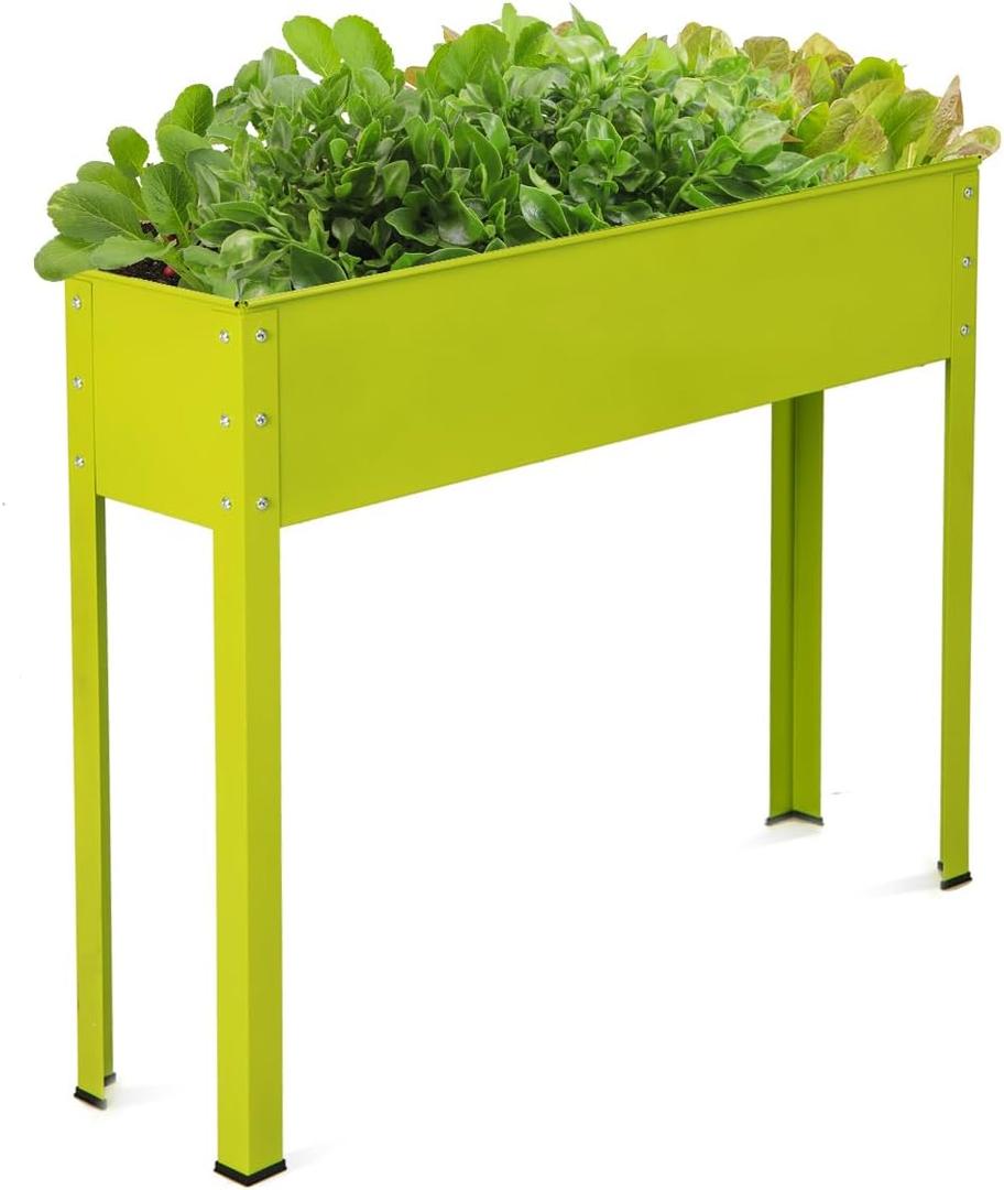 Giantex Raised Garden Bed, Elevated Planter, Metal Plant Box with Legs, Standing Garden Stand,Drainage Holes, Vegetables & Flowers Growing Container for Indoor and Outdoor Use (40''L x13W'' x 31.5''H)