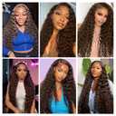 20 Inch Deep Wave Human Hair Wig 4x4 HD Lace Front Wigs 180% Density Glueless Wear Pre Plucked Curly Frontal Wigs Human Hair for Women (#4 Brown Color)
