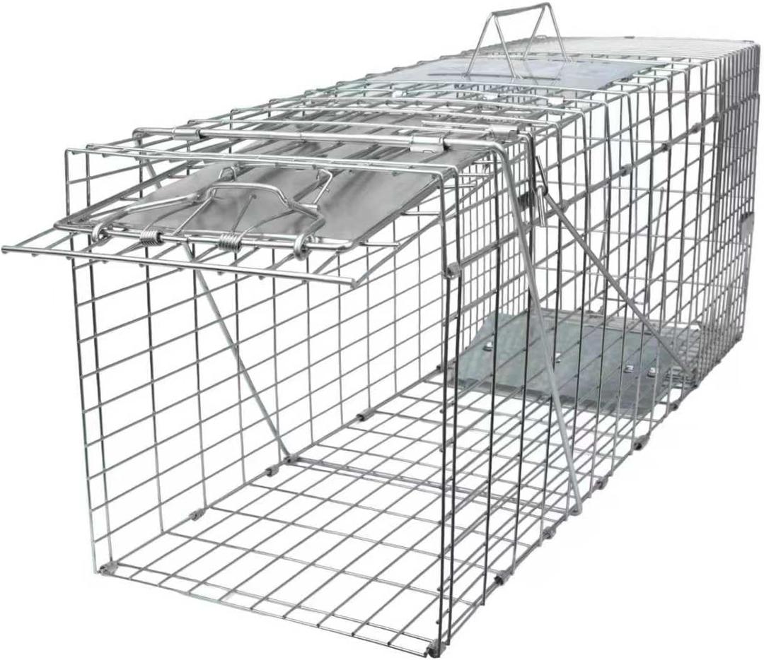 SZHLUX 32" Live Animal Cage Trap, Heavy Duty Folding Raccoon Traps, Humane Cat Trap for Stray Cats, Raccoons, Squirrel, Skunk, Mole, Groundhog, Armadillo, Rabbit, Catch and Release 