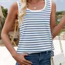 ZESICA Women's Summer Casual Striped Tank Top Sleeveless Scoop Neck Loose Fit Color Block Tops 2026 Fashion Clothes,Blue,X-Large