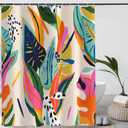 Colorful Abstract Shower Curtain, Floral Boho Modern Asthetic Plant Bathroom Curtain, Waterproof Polyester Fabric Shower Curtain Set with Hooks 72x78 Inch